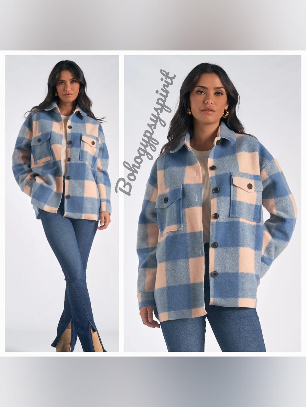 $110 Elan Blue Plaid Jacket
